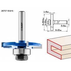 Фреза горизонтально-пазовая 50.8 x 6 мм, хвостовик 8 мм ЗУБР Профессионал 28757-50.8-6