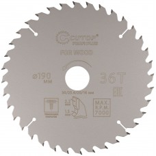 Диск пильный по дереву с тефлоновым покрытием 36Т, CUTOP Profi plus, 190 х 1,5/2,2 х 30/25,4/20/16 мм (75-19036Т)