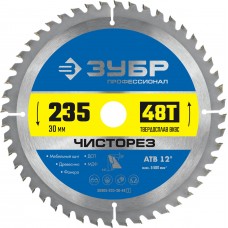 ЗУБР Чисторез, 235 x 30 мм, 48Т, пильный диск по дереву, Профессионал (36905-235-30-48_z01)