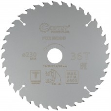 Диск пильный по дереву с тефлоновым покрытием 36Т, CUTOP Profi plus, 230 х 1,6/2,4 х 32/30/25,4/20 мм (75-23036Т)