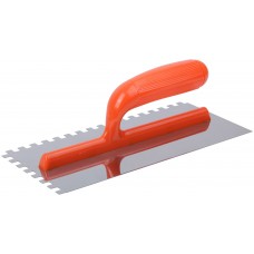 Гладилка нержавеющая с пластик.ручкой, 280х130 мм зубчатая 8х8 мм (05168)