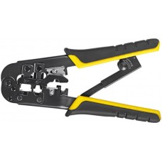 Кримпер для обжима разъемов RJ11, RJ12, RJ45, пластиковые прорезиненные ручки, 190 мм (60063)