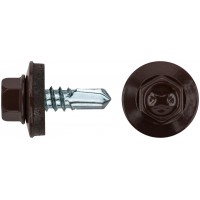 Шурупы кровельные со сверлом 5.5 х 19 коричневый 100шт , RAL 8017 Фасовка (23573-0)