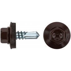 Шурупы кровельные со сверлом 5.5 х 19 коричневый 100шт , RAL 8017 Фасовка (23573-0)