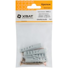 Крепление для плинтусов.Комплект: дюбель с шурупом 10х50/6х50 (фасовка 4 шт.) (24895-2)