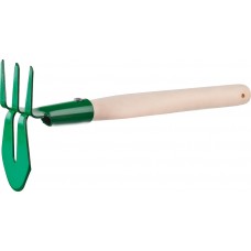 Мотыга-рыхлитель РОСТОК 155 x 70 x 425 мм, лепесток + 3 зуба, прямые зубья, деревянная рукоятка 39625