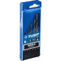 Набор сверл по металлу 2-8 мм 6 шт сталь Р6М5 класс В ЗУБР ПРОФ-В Профессионал 29621-H6