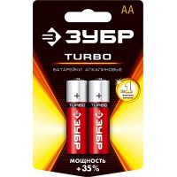 Батарейки алкалиновые TURBO, AA x 2, 1.5 В ЗУБР 59213-2C_z01