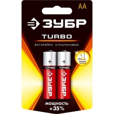 Батарейки алкалиновые TURBO, AA x 2, 1.5 В ЗУБР 59213-2C_z01