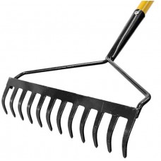 Грабли, прямой зуб, 12 зубьев, с желтым метализированным черенком (76968)