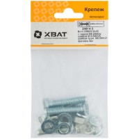 Комплект:Болт DIN933 8х40, с гайкой М8 DIN934, шайбой М 8 DIN125, шайбой пруж. М8 DIN127 (фасовка 4шт.) (24814-3)