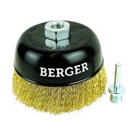 Кордщётка чашеобразная (латунированная сталь 0.3 мм, диаметр 125 мм, гайка М14 + хвостовик 6 мм) BERGER BG1742