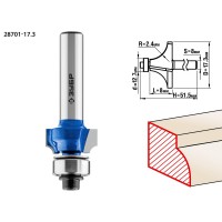 Фреза кромочная калевочная №1 17.3?8 мм радиус 2.4 мм ЗУБР Профессионал 28701-17.3