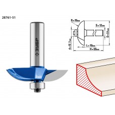 Фреза фигирейная №2 51 x 10 мм, радиус 19 мм ЗУБР Профессионал 28761-51