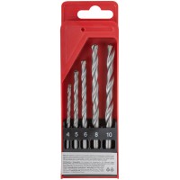 Набор сверл победитовых ударных, цилиндрический хвостовик, 5 шт. (4-5-6-8-10 мм) (34580)
