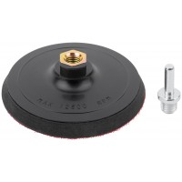 Диск шлифовальный с липучкой черный, гайка М14 + переходник для дрели, 125x10 мм (39627)