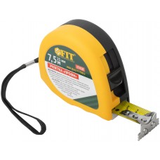Рулетка Профи, калибр.лента, нейл.покр., магн.крючок, эласт.корпус черн-желт., двойн.стопор 7,5 м х 25 мм