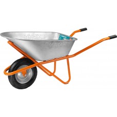 Строительная тачка одноколесная 90 л 180 кг пневматические колеса СИБИН СТ-12 39904_z01