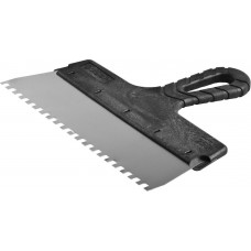 Шпатель фасадный нержавеющий 250 мм зуб 6?6 мм пластиковая ручка ЗУБР 10078-25-06