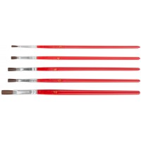 Кисти художественные, натуральная щетина, деревянная ручка, плоские, набор 5 шт. (01515)