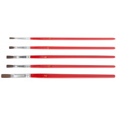 Кисти художественные, натуральная щетина, деревянная ручка, плоские, набор 5 шт. (01515)