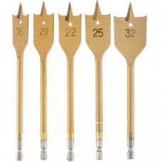Набор сверл перовых по дереву, 16-20-22-25-32 мм, 5 шт, пластиковый кейс, Matrix (70443)