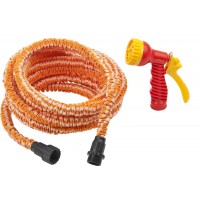 Поливочный набор PS-15, удлиняющийся шланг 5 - 15 м, пистолет поливочный, коннекторы GRINDA 428496-15