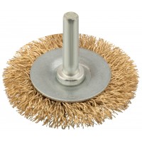 Корщетка дисковая прямая, со шпилькой, стальная латунированная волнистая проволока 50 мм (38462)