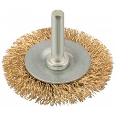 Корщетка дисковая прямая, со шпилькой, стальная латунированная волнистая проволока 50 мм (38462)