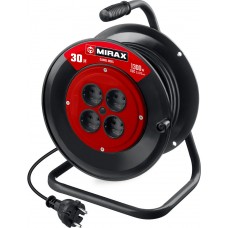 Удлинитель на катушке 2 х 0.75 мм? 30 м ПВС 1300 Вт MIRAX 55052-30