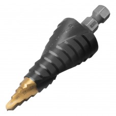 Сверло ступенчатое, 6-8-10-12-14-16-18-20-22-24-26-28-30мм, Р6М5, 6-гр. хвостовик Denzel (723604)