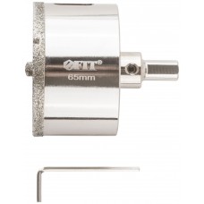 Коронка кольцевая по керамограниту, камню и кафелю алмазная с центровочным сверлом 65х70 мм (16224)