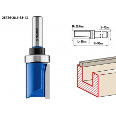 Фреза пазовая прямая 28.6?38 мм с верхним подшипником хвостовик 12 мм ЗУБР Профессионал 28756-28.6-38-12