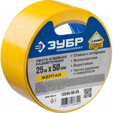 Лента клейкая разметочная 50 мм, 25 м, желтая ЗУБР Профессионал 12243-50-25
