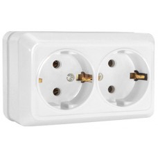 Розетка двухместная без заземления, открытая установка 