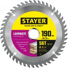 Диск пильный по ламинату Laminate STAYER 190x30/20 мм 56Т аккуратный рез 3684-190-30-56_z01  