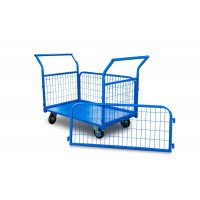 Тележка платформенная TOR ТП-3С (700х1200) с бортами из сетки и двумя ручками (колеса 160 мм) (1012415)