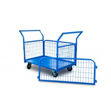 Тележка платформенная TOR ТП-3С (700х1200) с бортами из сетки и двумя ручками (колеса 160 мм) (1012415)