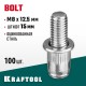 KRAFTOOL Bolt, М8 x 12.5 мм, штифт 15 мм, 100 шт, стальные винтовые заклепки (311709-08-15)