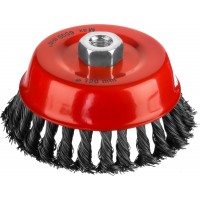 Чашечная щетка-крацовка для УШМ 120 мм, жгутированная стальная проволока 0.5 мм MIRAX 35104-120