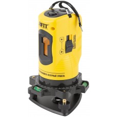 Уровень лазерный самоуспокаивающийся, красные лучи, крест, диапазон 10 м, тренога, очки, пластиковый кейс (18665)