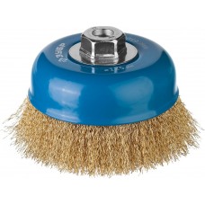 Щетка-крацовка чашечная для УШМ 125 мм, витая стальная латунированная проволока 0.3 мм ЗУБР Профессионал 3526-125_z02