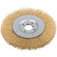 Корщетка-колесо, посадочный диаметр 22,2 мм, стальная латунированная волнистая проволока 150 мм (39066)