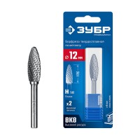 Борфреза твердосплавная 12?32 мм тип H пламя радиус 2.5 мм хв-к 6 мм Профессионал ЗУБР 28807-12-32