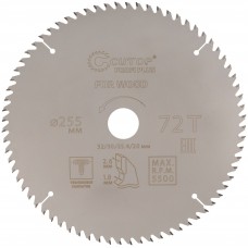 Диск пильный по дереву с тефлоновым покрытием 72Т, CUTOP Profi plus, 255 х 1,8/2,6 х 32/30/25,4/20 мм (75-25572Т)