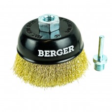 Кордщётка чашеобразная (латунированная сталь 0.3 мм, диаметр 100 мм, гайка М14 + хвостовик 6 мм) BERGER BG1741