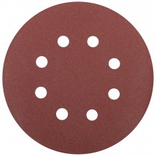 Круги шлифовальные с отверстиями (липучка), алюминий-оксидные, 125 мм, 5 шт. Р 180 (39788)