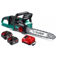 ЗУБР 40 В, (2x20В), 400 мм шина, 2 АКБ LMS (4 Ач), пила цепная аккумуляторная (ПЦБ-4040-42)