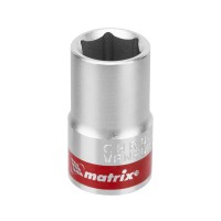 Головка торцевая, 14 мм, шестигранная, CrV, под квадрат 1/2, хромированная Matrix