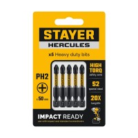 Биты торсионные HERCULES, PH2, 50 мм, 5 шт STAYER 26231-2-50-5